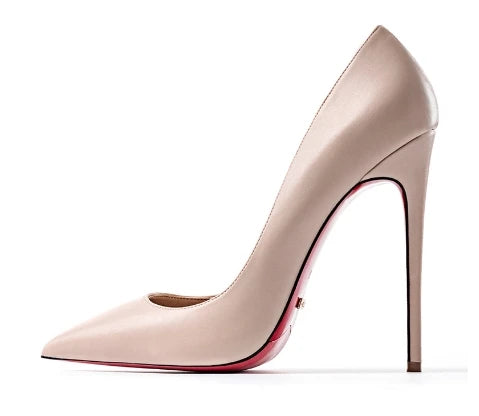 HLTINO 12CM Brown Patent Leather Pumps Women Red Bottom Heels Elegant High Heeled Stilettos Evening Shoe for Party