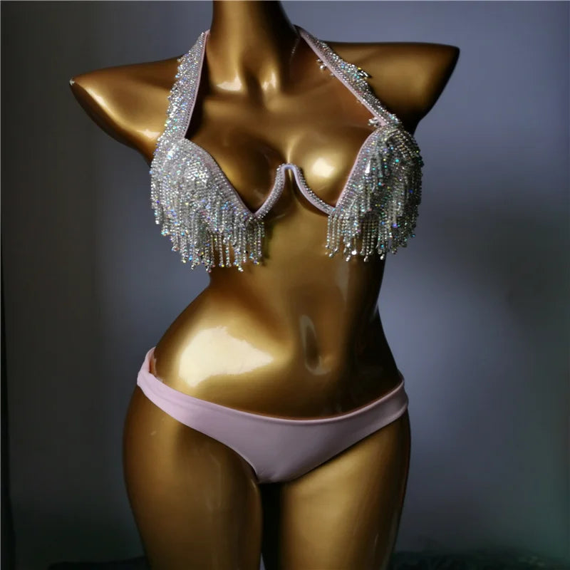 2022 venus vacation new style rhinestone bikini mature women swimwear diamond bling  bathing suit beachwear siamese stones biki