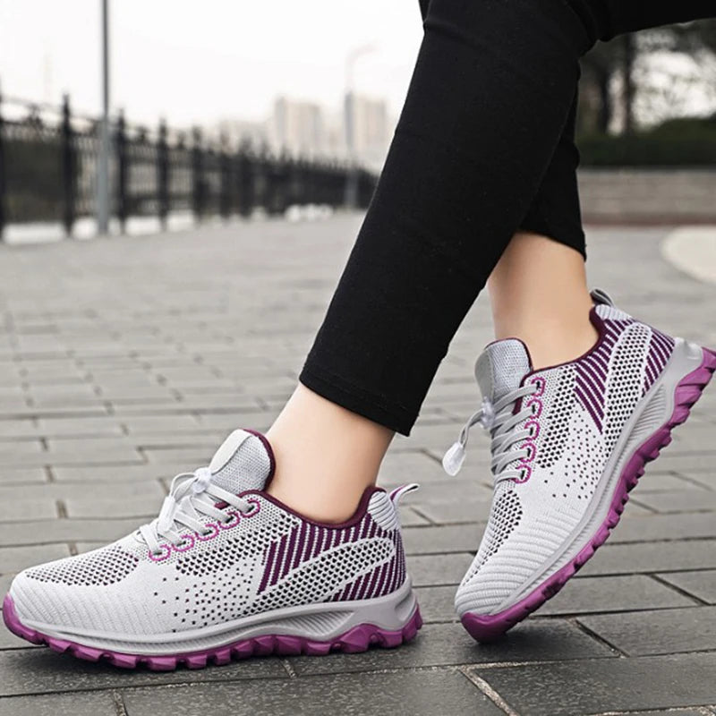 2025 Women Sneakers Fashion Platform Lace Up Casual Sports Shoes Comfortable Running Ladies Vulcanized Shoes Female Footwear