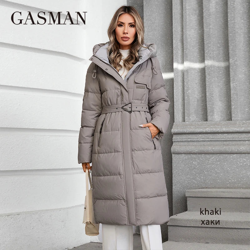GASMAN 2024 Women's winter jacket fashion long Big pocket Coat women brand high-quality parka windproof warm down jackets 88618
