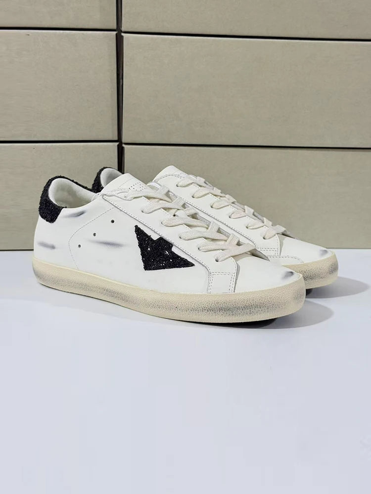 Spring Summer Fashion Party Casual Low-top Shiny Shoelaces Shoes Women's Sequins Round Toe Patchwork Flat Bottom Sports Shoes