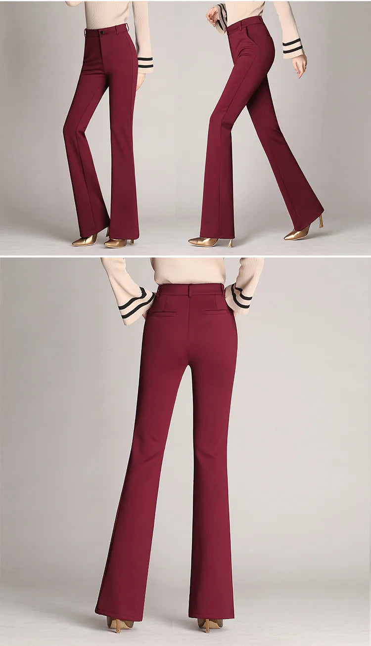 Ladies' business casual pants, comfortable office wear with pockets, elegant regular fit work pants
