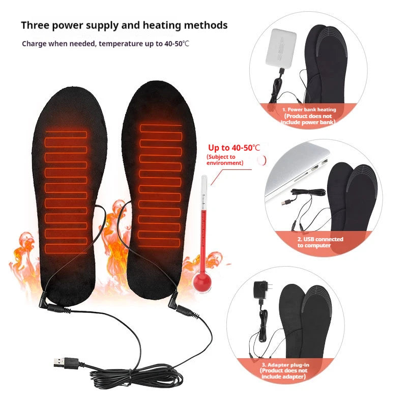 High-quality USB heating insoles Winter warm insole Men Women Electrically heated Shoe Sole Anti-slip Shoe Pads 1Pair