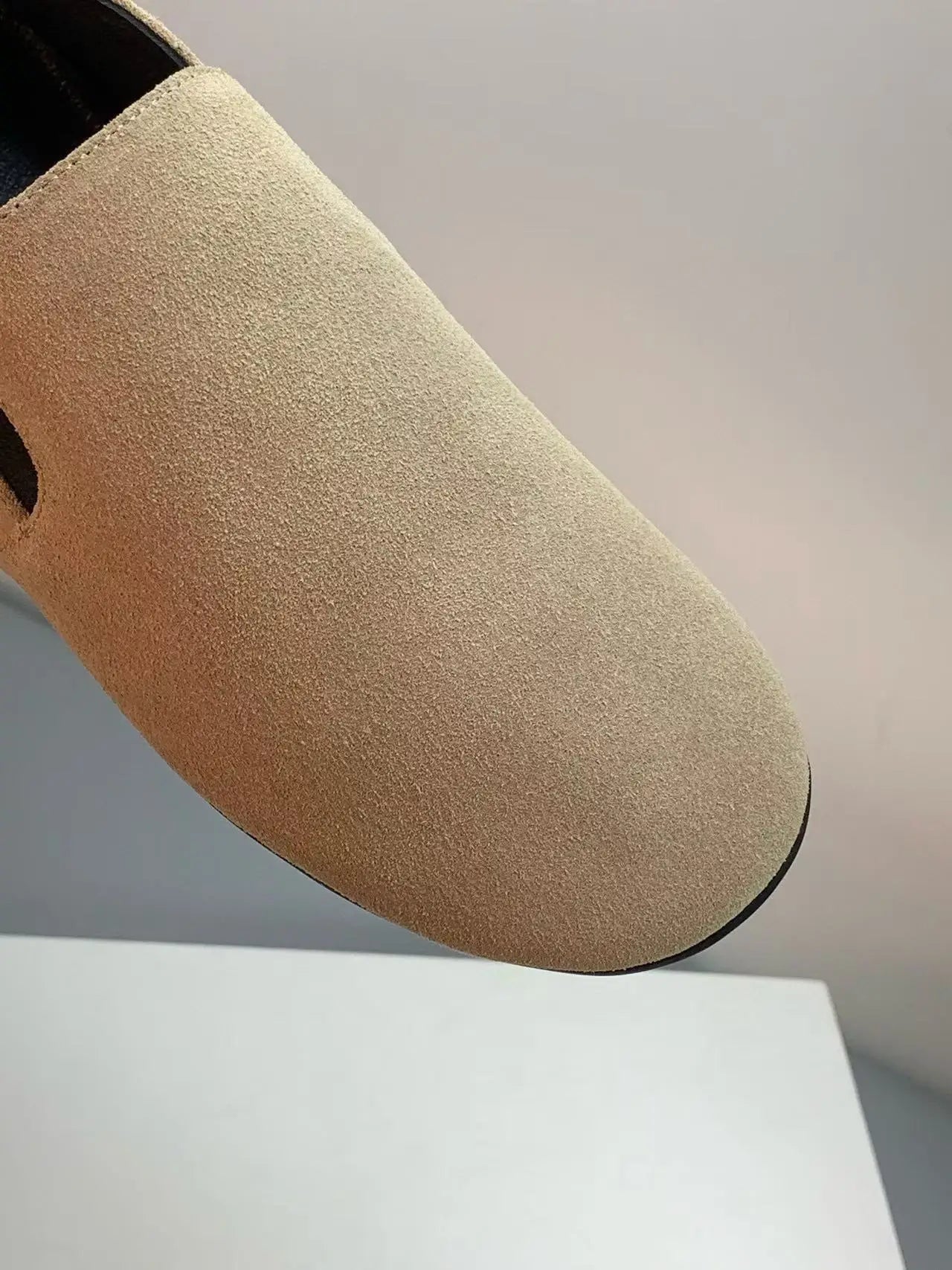 L2517  Slip-On Rubber Sole Loafers Old Money Casual Style Susde Genuine Leather Solid Shoes For Women 2025 New Spring