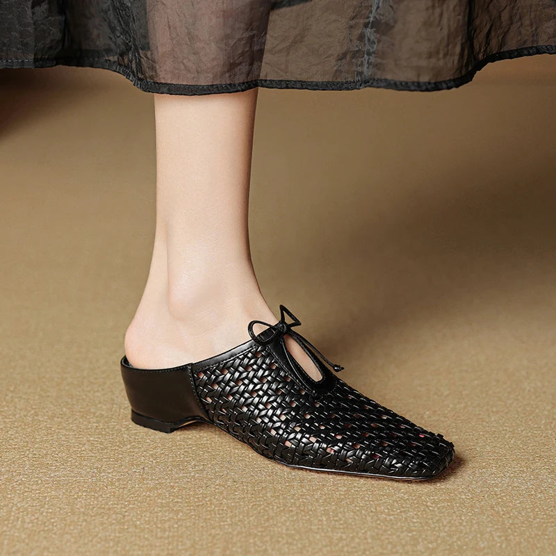 2025 New Summer Casual Shoes for Woman Mid Heel Soft Bottom Casual Shoes Breathable Mesh Shoes Woman Fashion Mueller Slippers