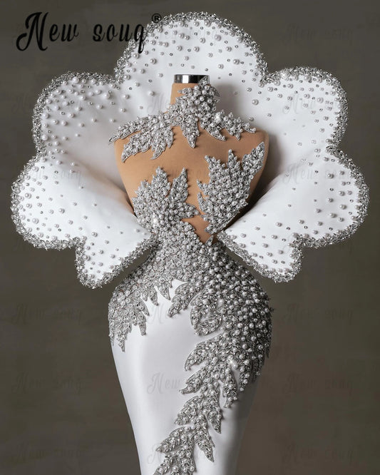 New White Heavy Luxury Evening Dress 2024 Hochzeitskleid With 3D Leaf Design Ladies Dresses For Special Occasions Customized