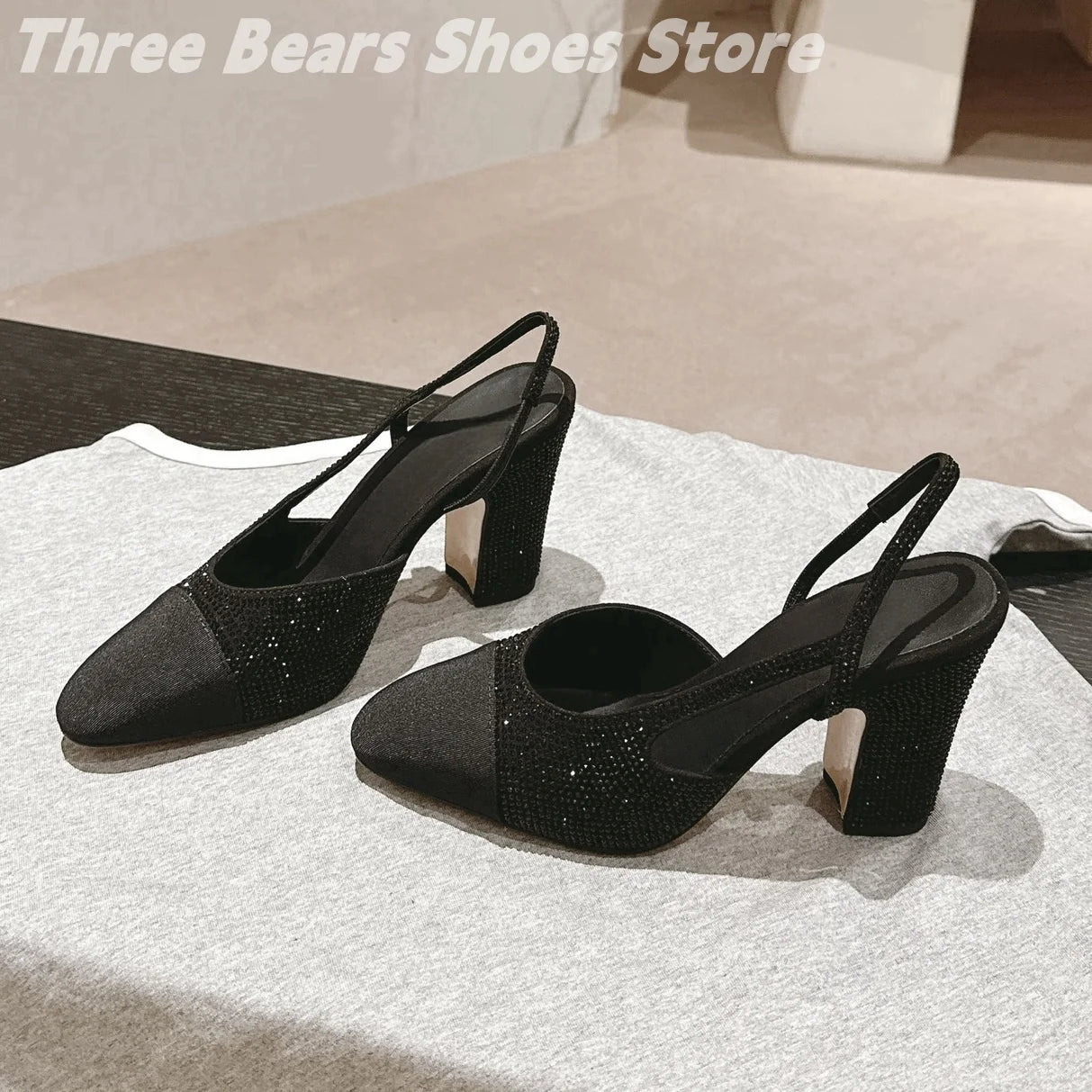 Crystal Mixed Colors Almond Shaped Toes Sling Back Zapatos Mujer Sheepskin Shallow Stiletto Heels Slip-on Woman Sandals 34-42