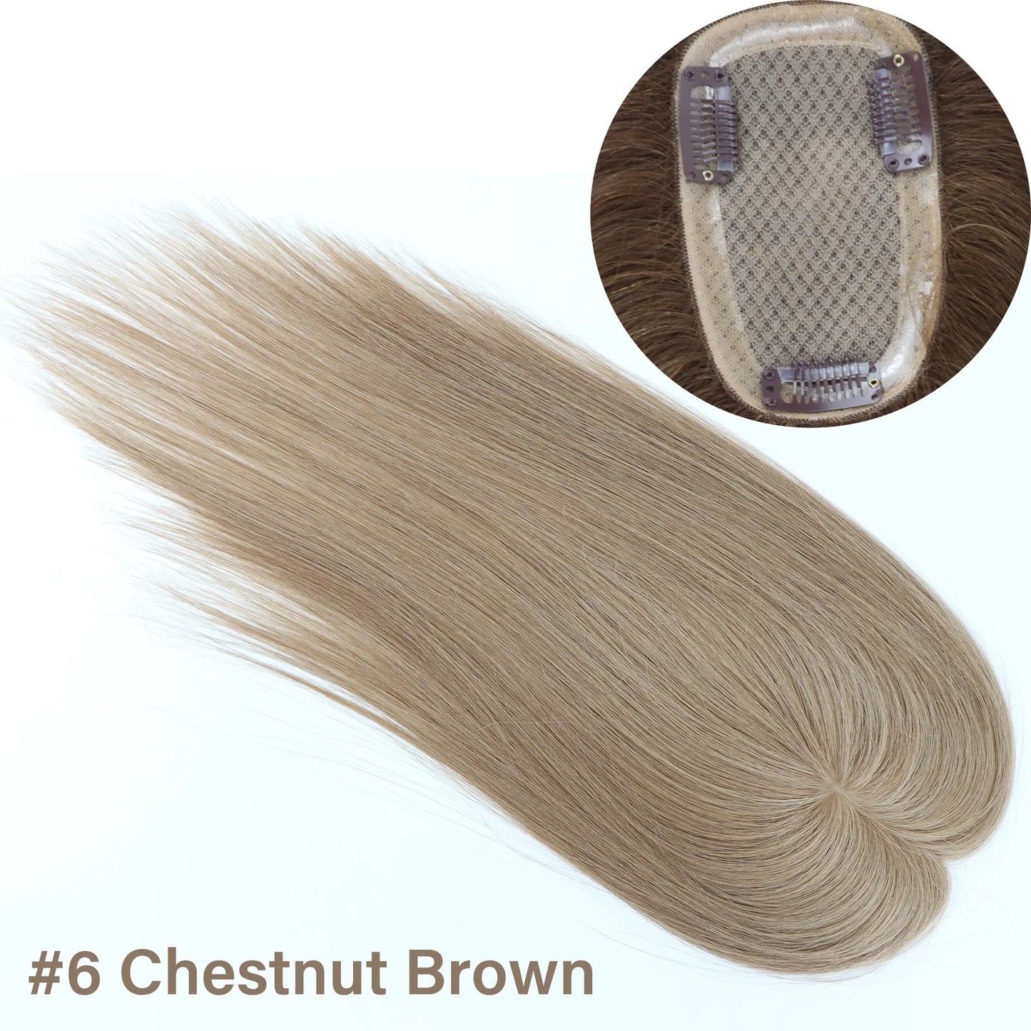 8x12cm Human Hair Topper Silk Top Remy European Hair Full Hand Made Silk Base Soft Breathable with Clips in Various Color Choice