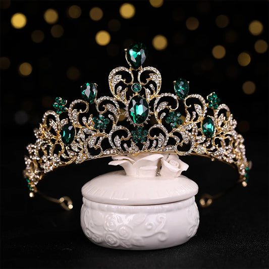 Wedding Hair Tiara Crystal Bridal Tiara Crown Wedding Hair Accessories Headpieces Head Jewelry Gold Color Diadem Veil Tiaras