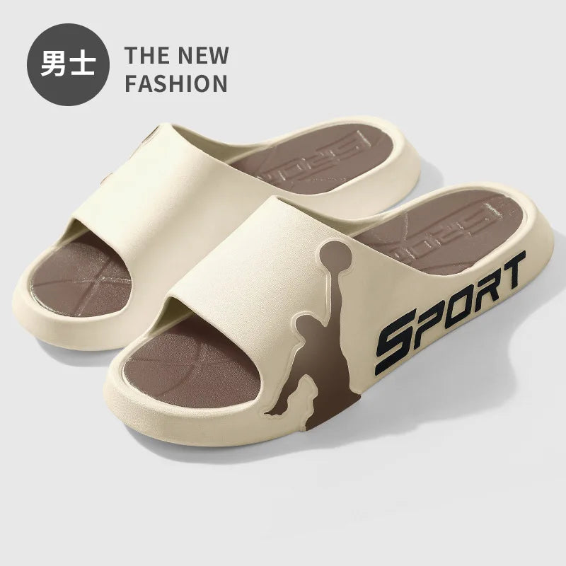 Feslishoet Women Letter Slippers Beach Slides Solid Color Mens Thick Sole Indoor Bathroom Anti Slip Shoes Summer Couple Sandals