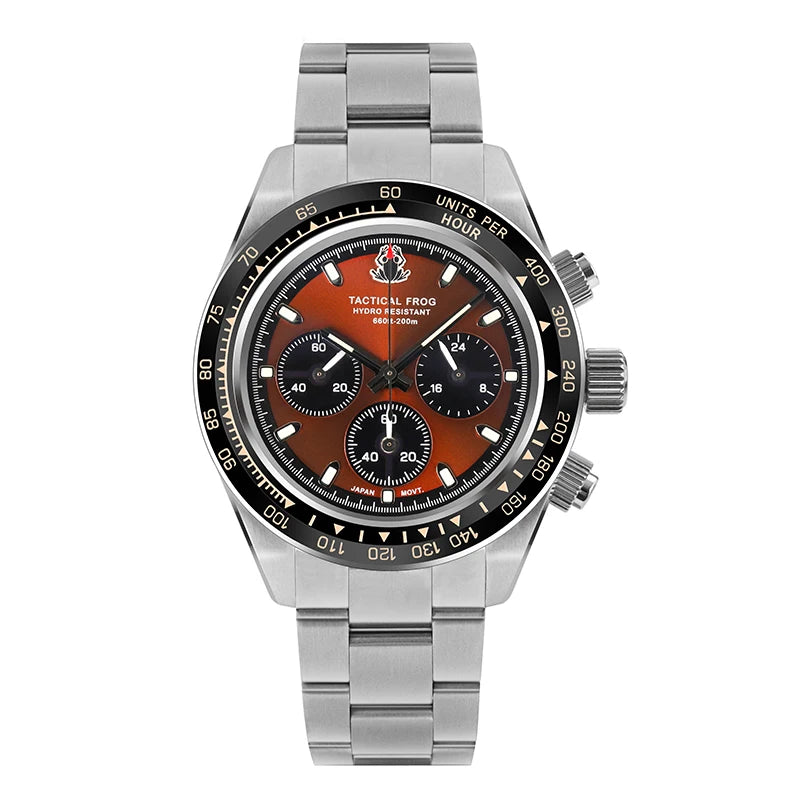 Tactical Frog VS75 Solar Chronograph Men Watch V2 41mm Quartz Movement Sapphire C3 Luminous 20Bar Waterproof Luxury Wrist Watch