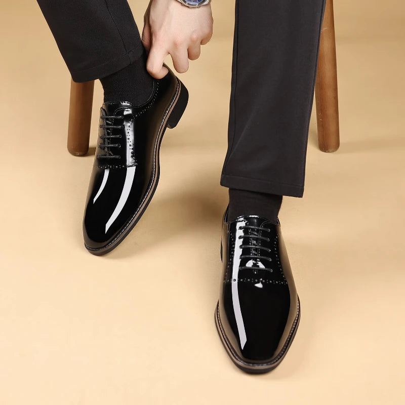 Luxury Men Oxford Shoes High Quality Patent Leather Men Shoes Comfortable Dress Wedding Party Shoes Classic Business Formal Shoe