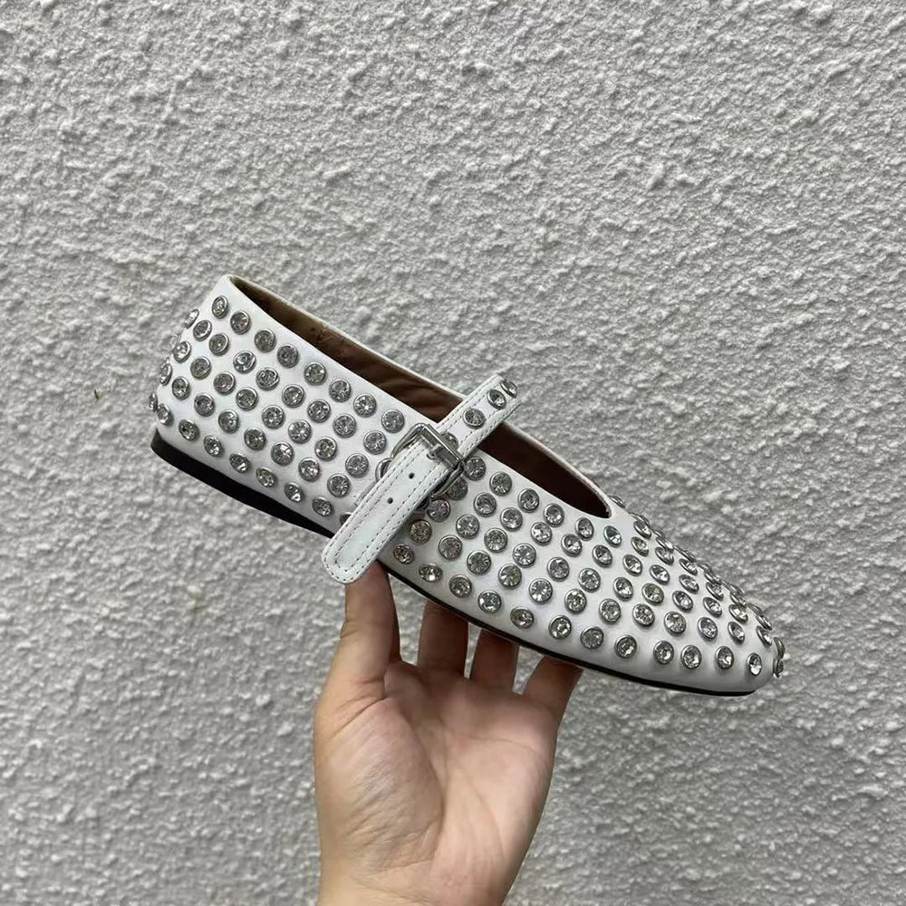 2025 Spring and Autumn Women's New Top Quality Genuine Leather Diamond Casual Shoes