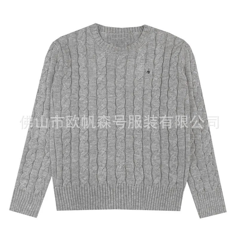 Classic Knitted round Neck Sweater Embroidered Basic Twist Autumn Winter Trendy Brand New LF Small Label Small Horse