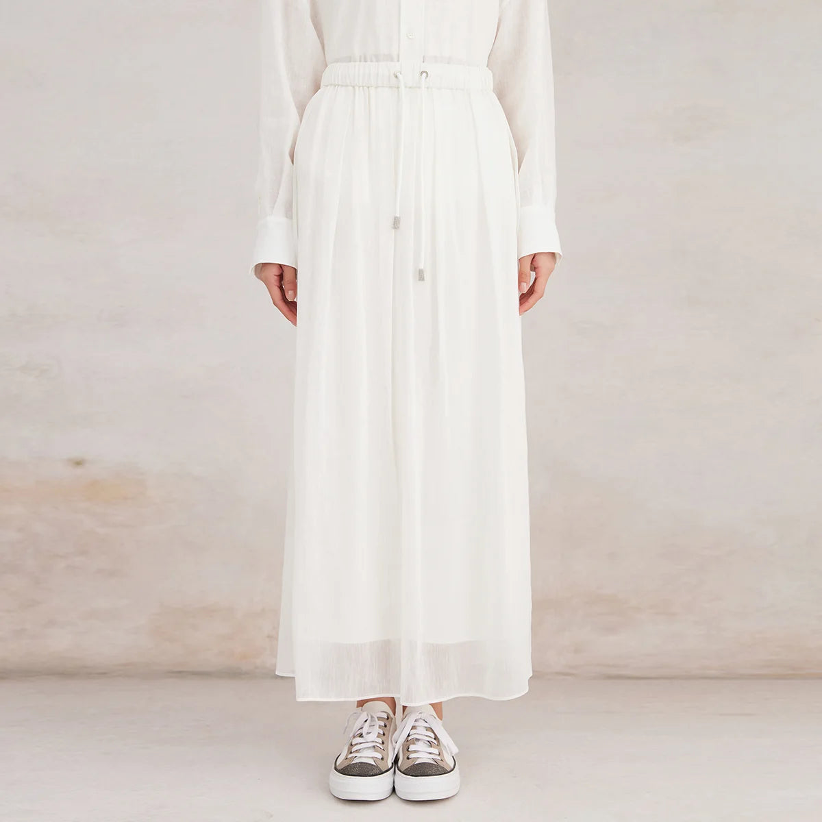 K3069W 75% linen 25% silk  High Quality Luxury Women's Clothing Spring Summer  skirts