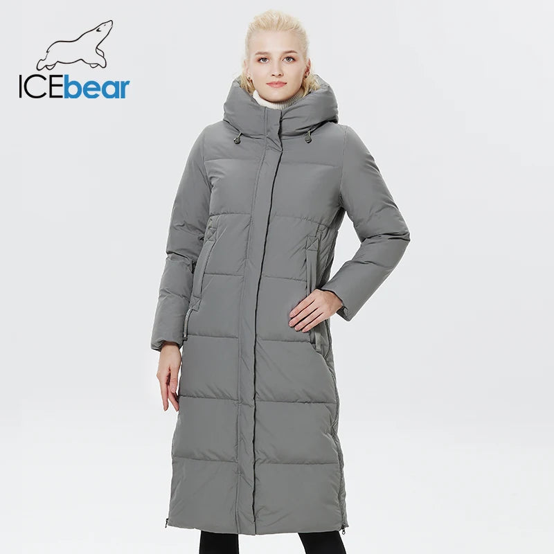 ICEbear-Long Hooded Jacket for Women, Fashionable Clothing, Winter Coat, GWD22580D, 2023 New
