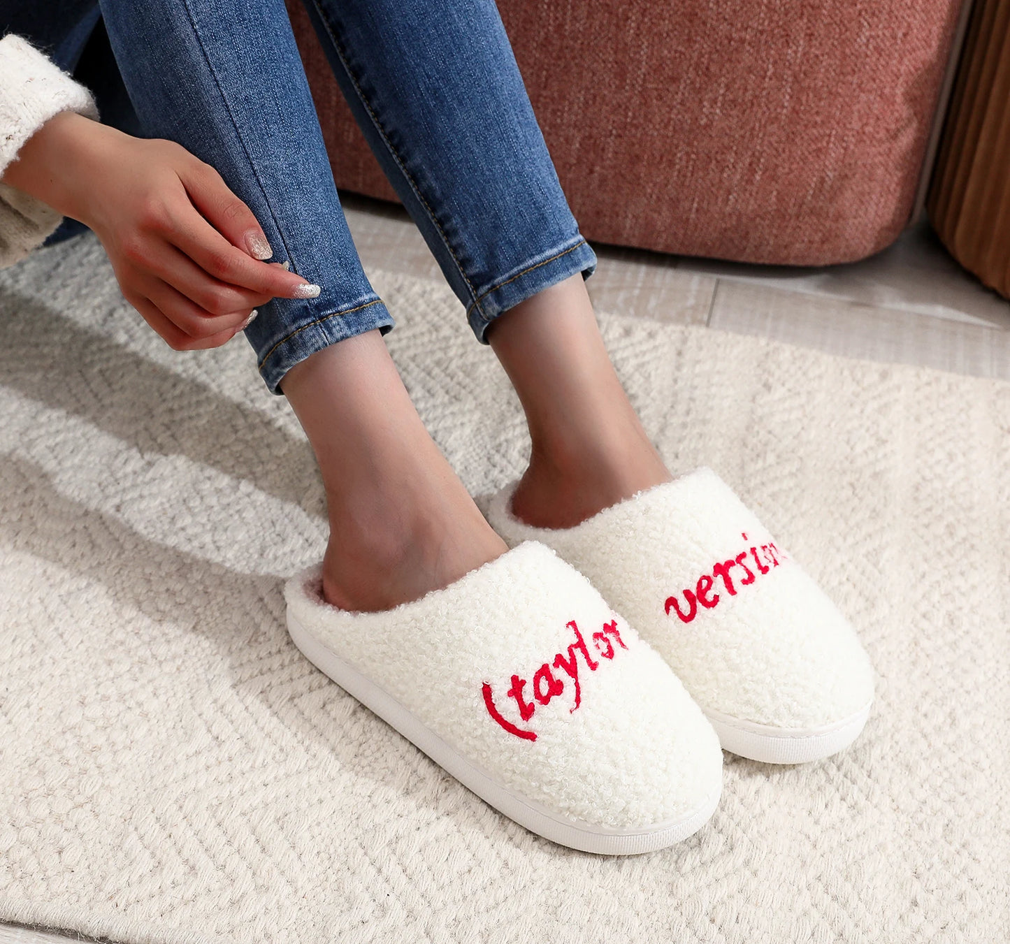 Winter home home tapors version pattern cotton slippers non-slip thick-soled wool cotton slippers